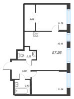 3 ккв (Евро) № 382 Корп.: 1-2 , Секция 4  в ЖК ID Murino III