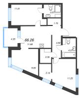 3 ккв № 613 Корп.: 1-2 , Секция 6  в ЖК ID Murino III