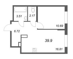 2 ккв (Евро) № 377 Корп.: 2-1 , Секция 4  в ЖК ID Murino III