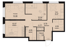 3 ккв № 756 Корп.: 2-2 , Секция 7  в ЖК ID Murino III