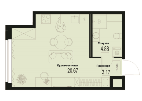 Студия № 901 Корп.: 2-2 , Секция 9  в ЖК ID Murino III
