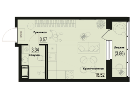 Студия № 695 Корп.: 2-2 , Секция 6  в ЖК ID Murino III