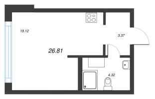 Студия № 157 Корп.: 1-1 , Секция 2  в ЖК ID Murino III