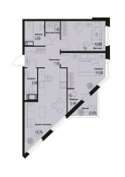 3 ккв (Евро) № 568 Корп.: 2-2 , Секция 5  в ЖК ID Murino III