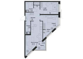 3 ккв (Евро) № 532 Корп.: 2-2 , Секция 5  в ЖК ID Murino III