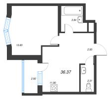 1 ккв № 384 Корп.: 1-2 , Секция 4  в ЖК ID Murino III