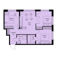 3 ккв № 966 Корп.: 3-3 , Секция 10  в ЖК ID Murino III