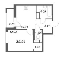 1 ккв № 16 Корп.: 2-1 , Секция 1  в ЖК ID Murino III