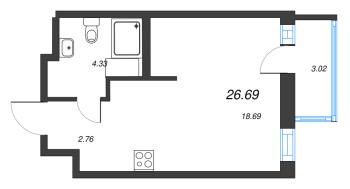Студия № 395 Корп.: 1-2 , Секция 4  в ЖК ID Murino III