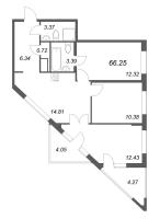 3 ккв № 413 Корп.: 2-1 , Секция 4  в ЖК ID Murino III