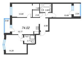 4 ккв (Евро) № 596 Корп.: 1-2 , Секция 6  в ЖК ID Murino III