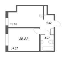 1 ккв № 284 Корп.: 2-1 , Секция 3  в ЖК ID Murino III