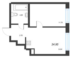 1 ккв № 262 Корп.: 1-1 , Секция 3  в ЖК ID Murino III