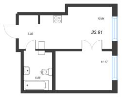 1 ккв № 556 Корп.: 1-2 , Секция 6  в ЖК ID Murino III