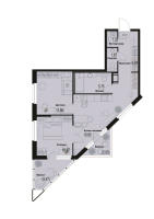 3 ккв (Евро) № 988 Корп.: 2-2 , Секция 9  в ЖК ID Murino III