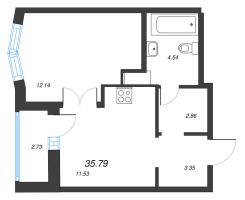 1 ккв № 392 Корп.: 1-2 , Секция 4  в ЖК ID Murino III