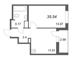 1 ккв № 423 Корп.: 2-1 , Секция 4  в ЖК ID Murino III
