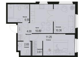 2 ккв № 504 Корп.: 2-2 , Секция 5  в ЖК ID Murino III