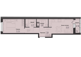 1 ккв № 712 Корп.: 2-2 , Секция 6  в ЖК ID Murino III