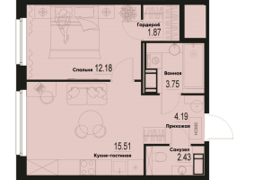 2 ккв (Евро) № 649 Корп.: 2-2 , Секция 6  в ЖК ID Murino III