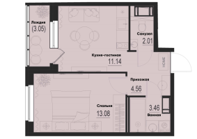 1 ккв № 535 Корп.: 2-2 , Секция 5  в ЖК ID Murino III
