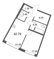 1 ккв № 632 Корп.: 1 , Секция 22  в ЖК ID Petrogradskaya