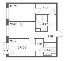 2 ккв № 745 Корп.: 1 , Секция 26  в ЖК ID Petrogradskaya
