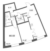 2 ккв № 661 Корп.: 1 , Секция 23  в ЖК ID Petrogradskaya