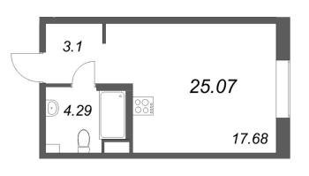 Студия № 747 Корп.: 1 , Секция 26  в ЖК ID Petrogradskaya
