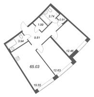 3 ккв (Евро) № 659 Корп.: 1 , Секция 23  в ЖК ID Petrogradskaya