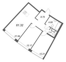 3 ккв (Евро) № 651 Корп.: 1 , Секция 22  в ЖК ID Petrogradskaya