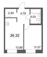 1 ккв № 517 Корп.: 1 , Секция 18  в ЖК ID Petrogradskaya