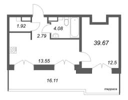 1 ккв № 36 Корп.: 1 , Секция 1  в ЖК ID Petrogradskaya