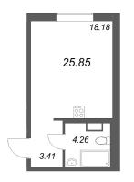 Студия № 26 Корп.: 1 , Секция 1  в ЖК ID Petrogradskaya