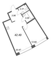 2 ккв (Евро) № 660 Корп.: 1 , Секция 23  в ЖК ID Petrogradskaya
