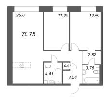 3 ккв (Евро) № 512 Корп.: 1 , Секция 18  в ЖК ID Petrogradskaya