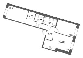 3 ккв (Евро) № 216 Корп.: 1 , Секция 9  в ЖК ID Petrogradskaya