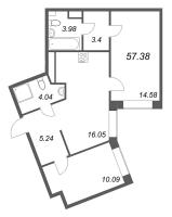 3 ккв (Евро) № 585 Корп.: 1 , Секция 20  в ЖК ID Petrogradskaya
