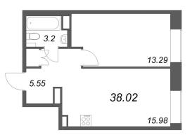 2 ккв (Евро) № 354 Корп.: 1 , Секция 13  в ЖК ID Petrogradskaya