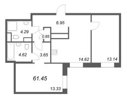 2 ккв № 327 Корп.: 1 , Секция 12  в ЖК ID Petrogradskaya
