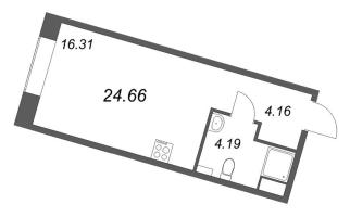 Студия № 224 Корп.: 1 , Секция 9  в ЖК ID Petrogradskaya