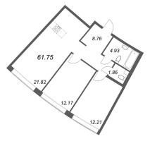 3 ккв (Евро) № 633 Корп.: 1 , Секция 22  в ЖК ID Petrogradskaya