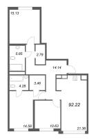 4 ккв (Евро) № 79 Корп.: 1 , Секция 3  в ЖК ID Petrogradskaya