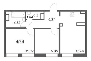 3 ккв (Евро) № 786 Корп.: 1 , Секция 27  в ЖК ID Petrogradskaya