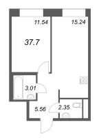 2 ккв (Евро) № 476 Корп.: 1 , Секция 16  в ЖК ID Petrogradskaya
