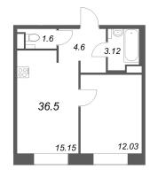 2 ккв (Евро) № 301 Корп.: 1 , Секция 11  в ЖК ID Petrogradskaya