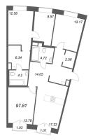 5 ккв (Евро) № 168 Корп.: 1 , Секция 6  в ЖК ID Petrogradskaya