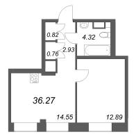 1 ккв № 420 Корп.: 1 , Секция 15  в ЖК ID Petrogradskaya