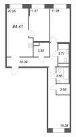 4 ккв (Евро) № 444 Корп.: 1 , Секция 15  в ЖК ID Petrogradskaya
