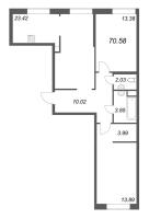 3 ккв (Евро) № 681 Корп.: 1 , Секция 24  в ЖК ID Petrogradskaya